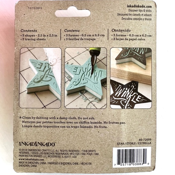 NEW Inkadinkado Star Stamp Carving Shapes Set of 3 Blue Stamps 3 Tracing Sheets - Picture 7 of 9